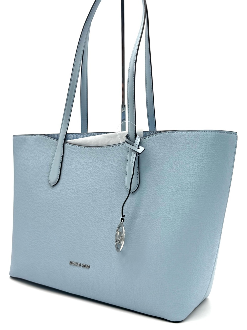 Michael Kors Arden Large Leather Tote Bag Pale Ocean Blue